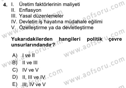 Küçük İşletme Yönetimi Dersi 2024 - 2025 Yılı (Vize) Ara Sınav Soruları 4. Soru