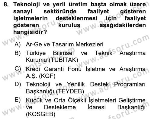 Küçük İşletme Yönetimi Dersi 2024 - 2025 Yılı (Vize) Ara Sınav Soruları 8. Soru