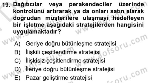 Küçük İşletme Yönetimi Dersi 2024 - 2025 Yılı (Final) Dönem Sonu Sınav Soruları 19. Soru