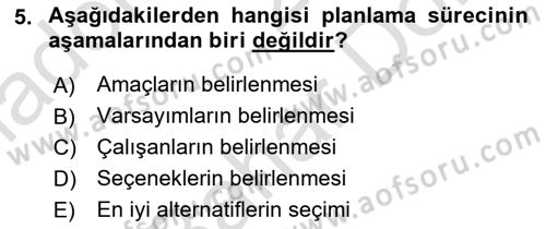 Küçük İşletme Yönetimi Dersi 2024 - 2025 Yılı (Final) Dönem Sonu Sınav Soruları 5. Soru