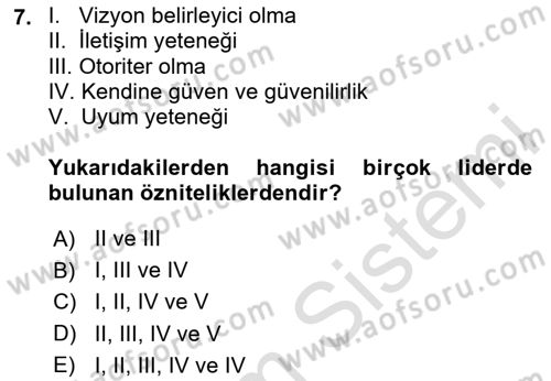 Küçük İşletme Yönetimi Dersi 2024 - 2025 Yılı (Final) Dönem Sonu Sınav Soruları 7. Soru