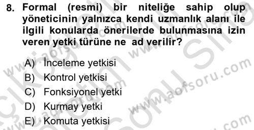 Küçük İşletme Yönetimi Dersi Dönem Sonu Sınavı Deneme Sınav Soruları 8. Soru