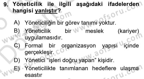 Küçük İşletme Yönetimi Dersi 2024 - 2025 Yılı (Final) Dönem Sonu Sınav Soruları 9. Soru