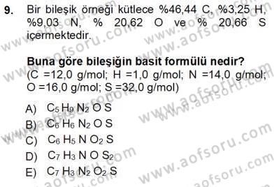 Genel Kimya 1 Dersi 2012 - 2013 Yılı (Vize) Ara Sınavı 9. Soru