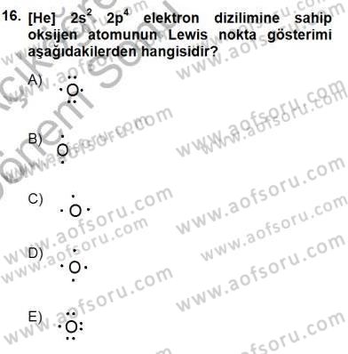 Genel Kimya 1 Dersi 2012 - 2013 Yılı (Final) Dönem Sonu Sınavı 16. Soru