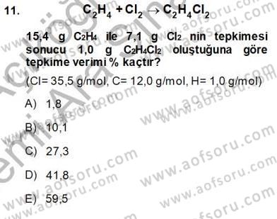 Genel Kimya 1 Dersi 2013 - 2014 Yılı (Vize) Ara Sınavı 11. Soru