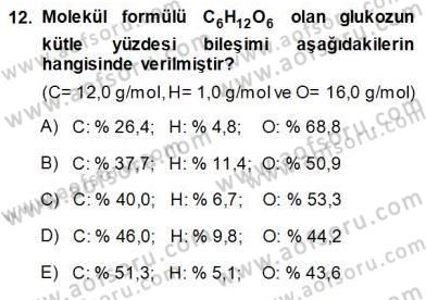 Genel Kimya 1 Dersi 2013 - 2014 Yılı (Vize) Ara Sınavı 12. Soru