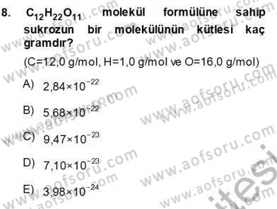 Genel Kimya 1 Dersi 2013 - 2014 Yılı (Vize) Ara Sınavı 8. Soru