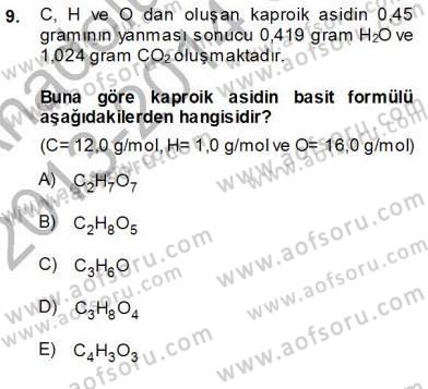 Genel Kimya 1 Dersi 2013 - 2014 Yılı (Vize) Ara Sınavı 9. Soru