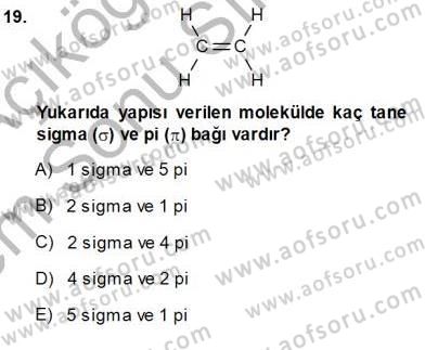 Genel Kimya 1 Dersi 2013 - 2014 Yılı (Final) Dönem Sonu Sınavı 19. Soru