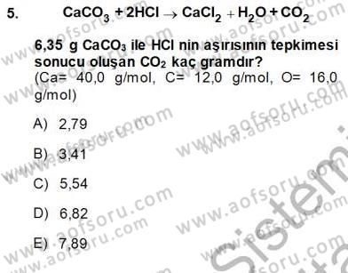 Genel Kimya 1 Dersi 2013 - 2014 Yılı (Final) Dönem Sonu Sınavı 5. Soru