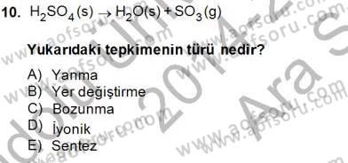 Genel Kimya 1 Dersi 2014 - 2015 Yılı (Vize) Ara Sınavı 10. Soru