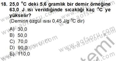 Genel Kimya 1 Dersi 2014 - 2015 Yılı (Vize) Ara Sınavı 18. Soru