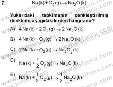 Genel Kimya 1 Dersi 2014 - 2015 Yılı (Vize) Ara Sınavı 7. Soru