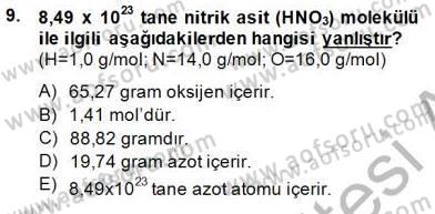 Genel Kimya 1 Dersi 2014 - 2015 Yılı (Vize) Ara Sınavı 9. Soru