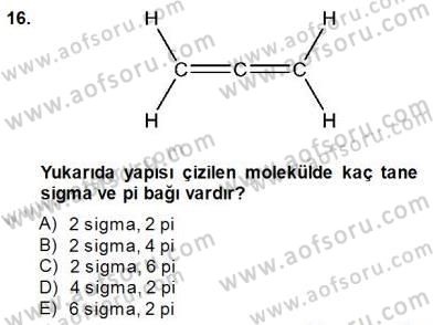 Genel Kimya 1 Dersi 2014 - 2015 Yılı (Final) Dönem Sonu Sınavı 16. Soru