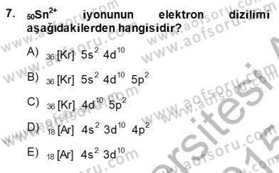 Genel Kimya 1 Dersi 2014 - 2015 Yılı (Final) Dönem Sonu Sınavı 7. Soru