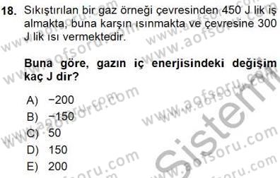 Genel Kimya 1 Dersi 2015 - 2016 Yılı (Vize) Ara Sınavı 18. Soru