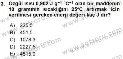 Genel Kimya 1 Dersi 2015 - 2016 Yılı (Final) Dönem Sonu Sınavı 3. Soru