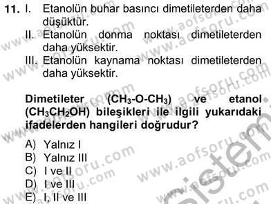 Genel Kimya 2 Dersi 2012 - 2013 Yılı (Vize) Ara Sınav Soruları 11. Soru