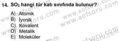 Genel Kimya 2 Dersi 2012 - 2013 Yılı (Vize) Ara Sınav Soruları 14. Soru