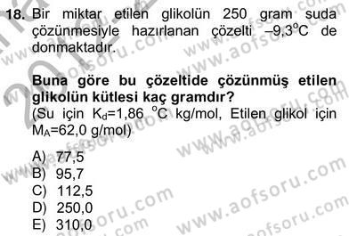 Genel Kimya 2 Dersi 2012 - 2013 Yılı (Vize) Ara Sınav Soruları 18. Soru