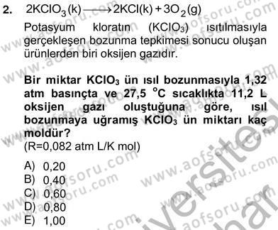 Genel Kimya 2 Dersi 2012 - 2013 Yılı (Vize) Ara Sınav Soruları 2. Soru