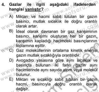 Genel Kimya 2 Dersi 2012 - 2013 Yılı (Vize) Ara Sınav Soruları 4. Soru