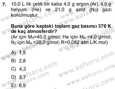 Genel Kimya 2 Dersi 2012 - 2013 Yılı (Vize) Ara Sınavı 7. Soru