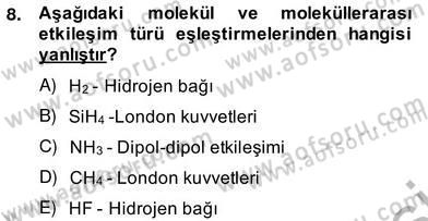 Genel Kimya 2 Dersi 2012 - 2013 Yılı (Vize) Ara Sınavı 8. Soru