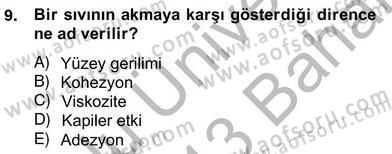 Genel Kimya 2 Dersi 2012 - 2013 Yılı (Vize) Ara Sınavı 9. Soru