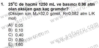 Genel Kimya 2 Dersi 2012 - 2013 Yılı (Final) Dönem Sonu Sınav Soruları 1. Soru