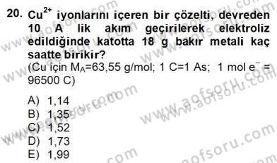 Genel Kimya 2 Dersi 2012 - 2013 Yılı (Final) Dönem Sonu Sınav Soruları 20. Soru