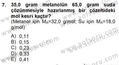 Genel Kimya 2 Dersi 2012 - 2013 Yılı (Final) Dönem Sonu Sınav Soruları 7. Soru