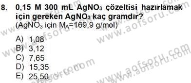 Genel Kimya 2 Dersi 2012 - 2013 Yılı (Final) Dönem Sonu Sınav Soruları 8. Soru