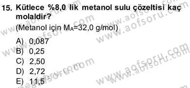 Genel Kimya 2 Dersi 2013 - 2014 Yılı (Vize) Ara Sınav Soruları 15. Soru