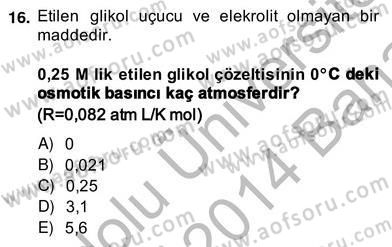 Genel Kimya 2 Dersi 2013 - 2014 Yılı (Vize) Ara Sınav Soruları 16. Soru