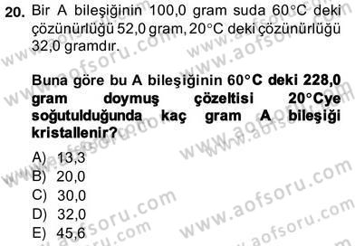 Genel Kimya 2 Dersi 2013 - 2014 Yılı (Vize) Ara Sınav Soruları 20. Soru