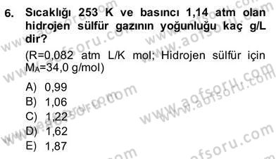 Genel Kimya 2 Dersi 2013 - 2014 Yılı (Vize) Ara Sınav Soruları 6. Soru
