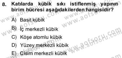 Genel Kimya 2 Dersi 2013 - 2014 Yılı (Vize) Ara Sınav Soruları 8. Soru
