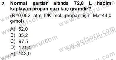 Genel Kimya 2 Dersi 2013 - 2014 Yılı (Final) Dönem Sonu Sınav Soruları 2. Soru