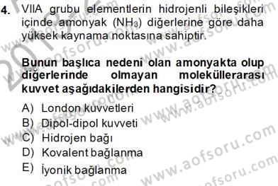 Genel Kimya 2 Dersi 2013 - 2014 Yılı (Final) Dönem Sonu Sınav Soruları 4. Soru