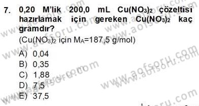 Genel Kimya 2 Dersi 2013 - 2014 Yılı (Final) Dönem Sonu Sınav Soruları 7. Soru
