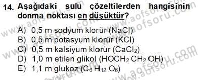 Genel Kimya 2 Dersi 2014 - 2015 Yılı (Vize) Ara Sınav Soruları 14. Soru