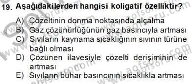 Genel Kimya 2 Dersi 2014 - 2015 Yılı (Vize) Ara Sınav Soruları 19. Soru