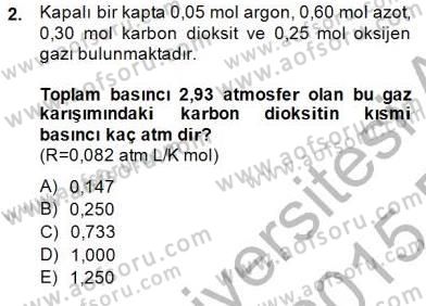 Genel Kimya 2 Dersi 2014 - 2015 Yılı (Vize) Ara Sınav Soruları 2. Soru