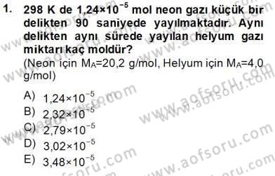 Genel Kimya 2 Dersi 2014 - 2015 Yılı (Final) Dönem Sonu Sınav Soruları 1. Soru