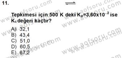 Genel Kimya 2 Dersi 2014 - 2015 Yılı (Final) Dönem Sonu Sınav Soruları 11. Soru