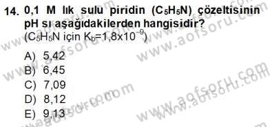 Genel Kimya 2 Dersi 2014 - 2015 Yılı (Final) Dönem Sonu Sınav Soruları 14. Soru