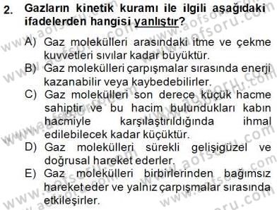 Genel Kimya 2 Dersi 2014 - 2015 Yılı (Final) Dönem Sonu Sınav Soruları 2. Soru